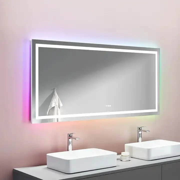 Smart Hotel LED Time/Temperature Display Bathroom Mirror