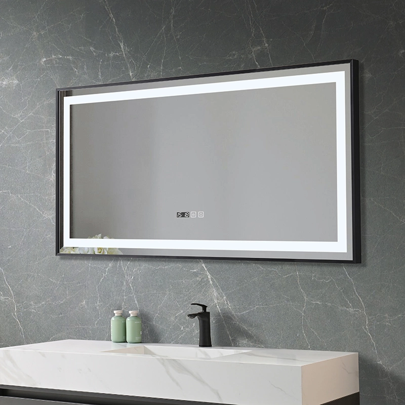 New Edge Aluminum Frame Metal Round Bathroom Mirror Black Mirror Glass Slim Mirror