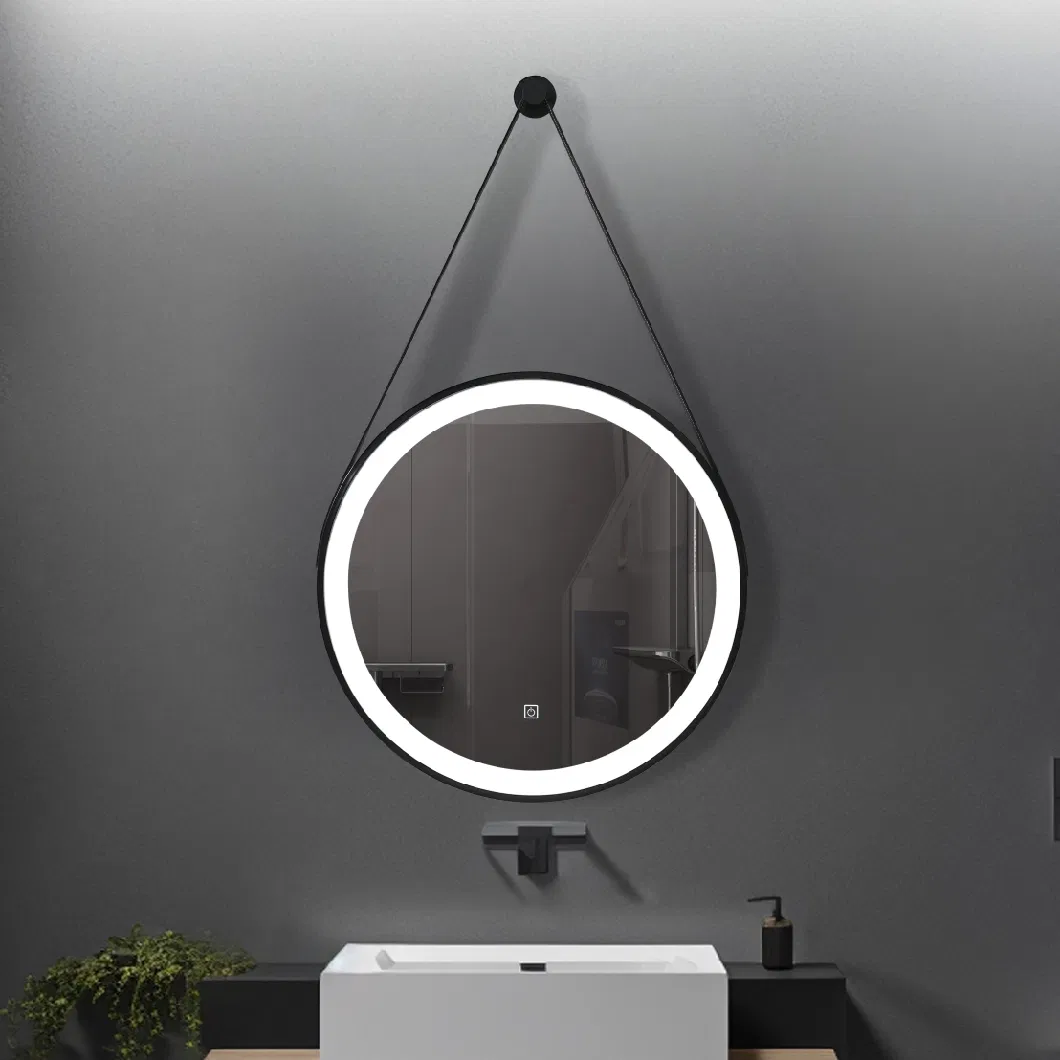 New Edge Aluminum Frame Metal Round Bathroom Mirror Black Mirror Glass Slim Mirror