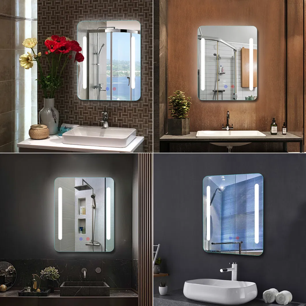 Fashion Design LED Mirror Defogger Bathroom Mirror Large Storage Plywood Bathroom Vanity with Top Waterproof Bathroom Mirror