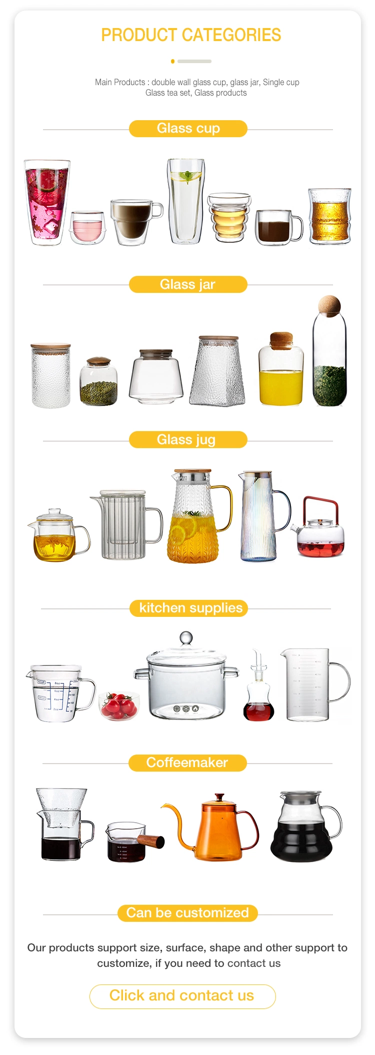 Customized Clear Double Wall Borosilicate Glass Coffee Mugs Milk Cup
