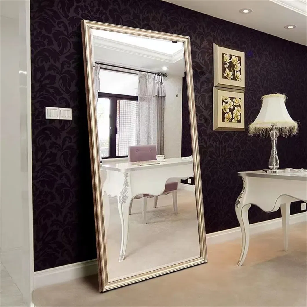 Rectangle Standing Decoration Makeup Diamond Mirrored Glass Lighted Full Body Mirror