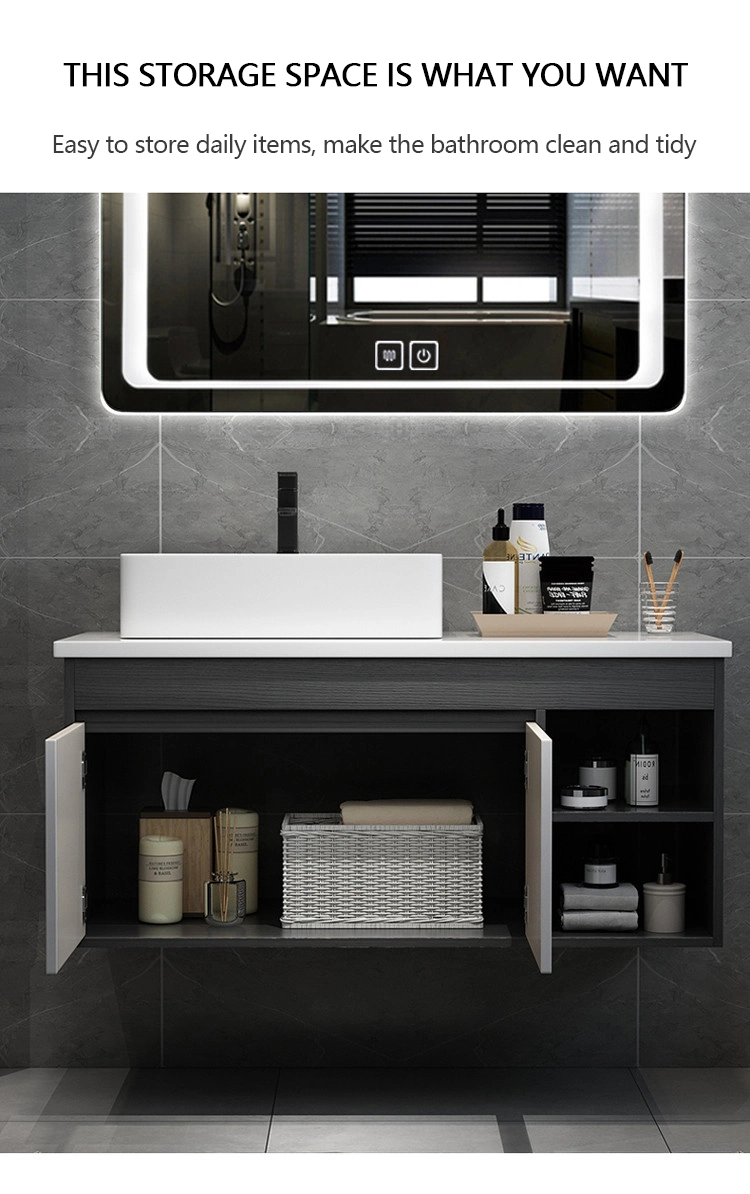 Fully Assembled Wall Mounted LED Mirror Bathroom Cabinet Solid Wood