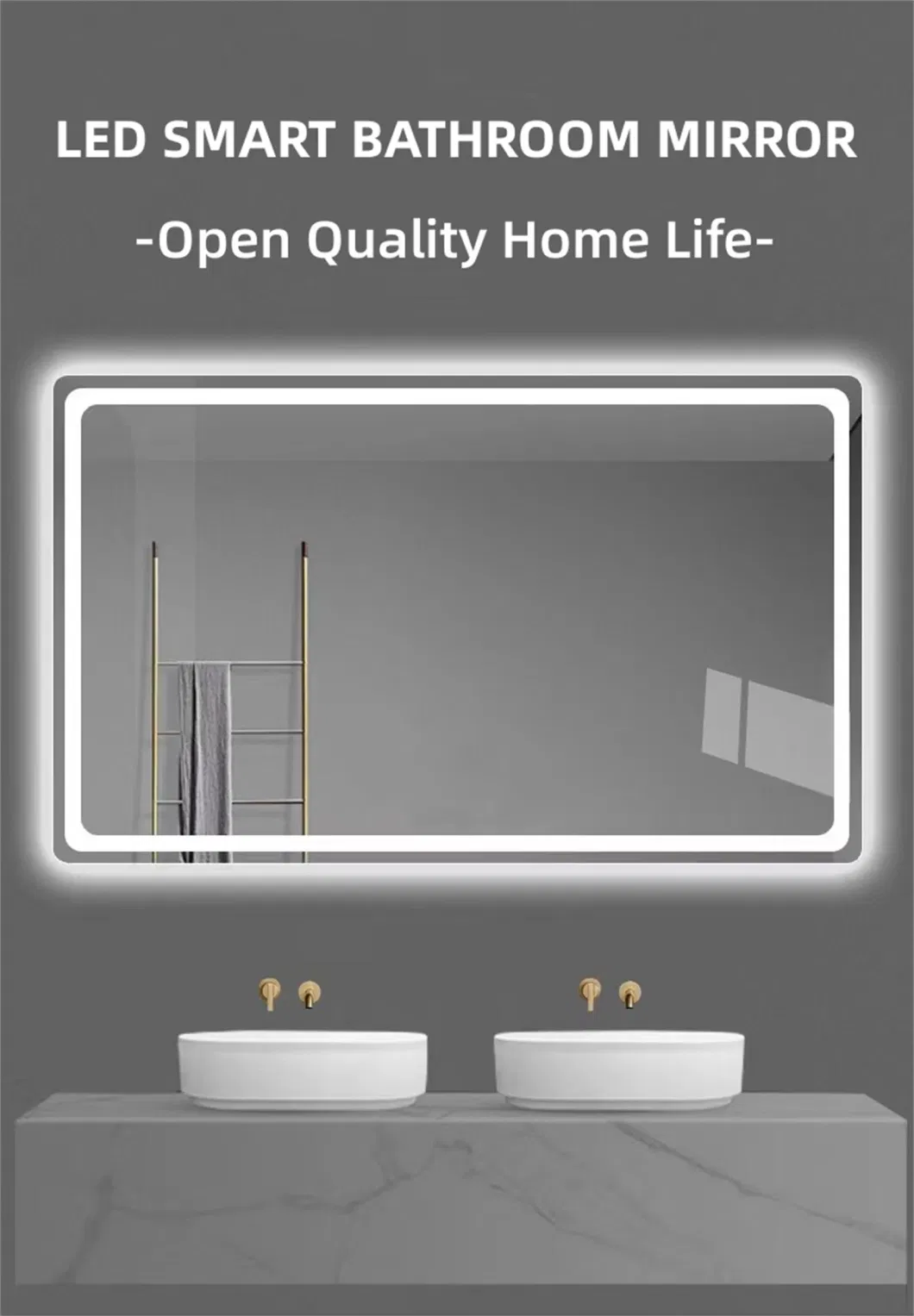 Frame Home Smart Wall Mounted Mirror Bathroom Designer Art Bath Vanity Mirror