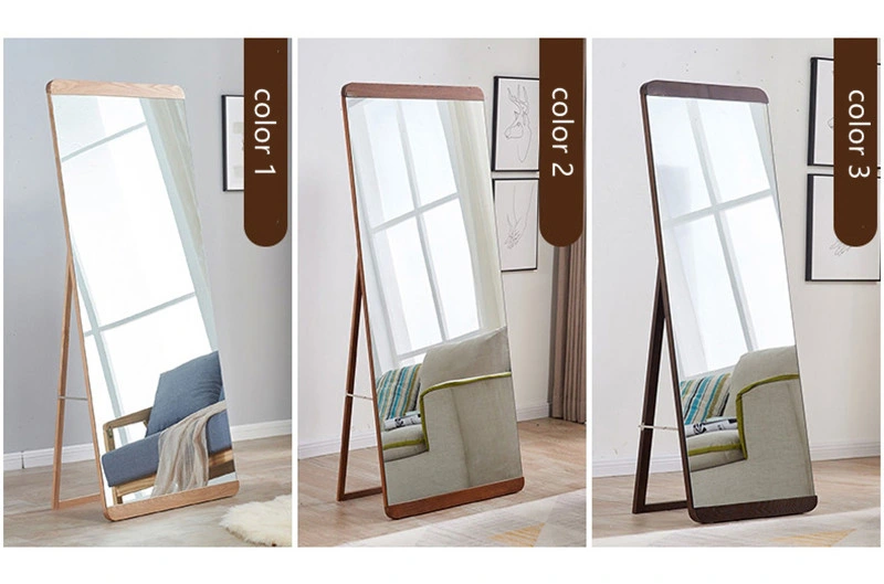 Nordic Simple Pure Solid Wood Dressing Whole Body Floor Home Fitting Mirror Small Apartment Bedroom Ins Wind Mirror 0034