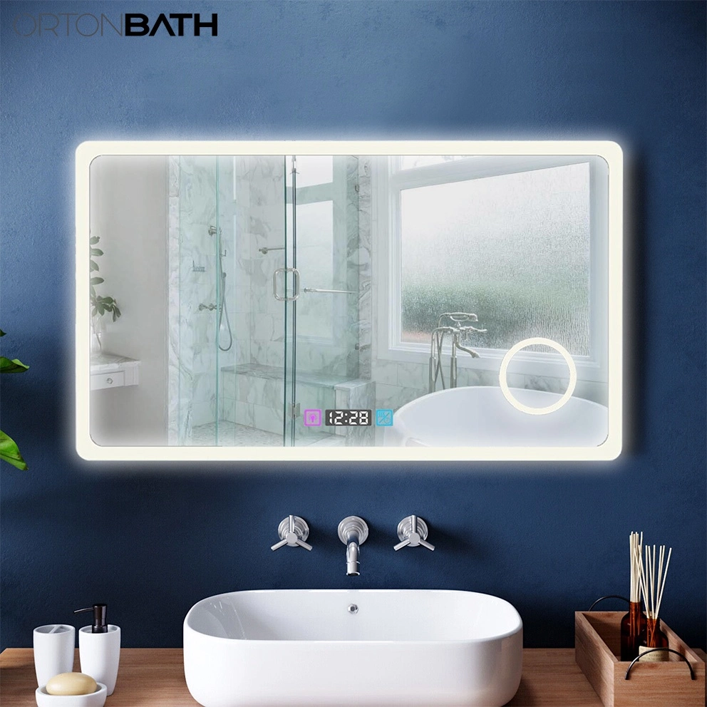 Ortonbath Makeup Anti-Fog Mirror with 3 Times Magnifier Dimmable Light Touch Switch Wall Mounted (Horizontal/Vertical)