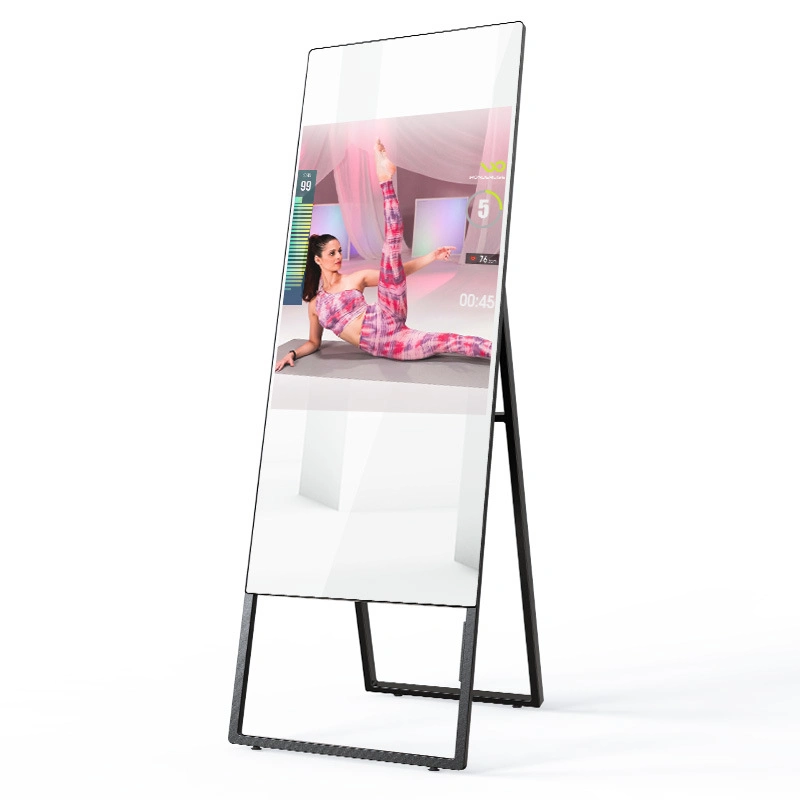 Floor Standing LCD Smart Fitness Mirror Digital Signage and Display Workout Exercise Indoor Magic Mirror