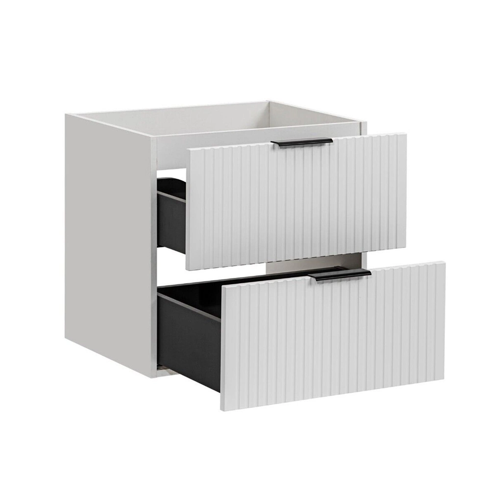 600mm Ribbed Textured White Modern Wall Hung Bathroom Vanity