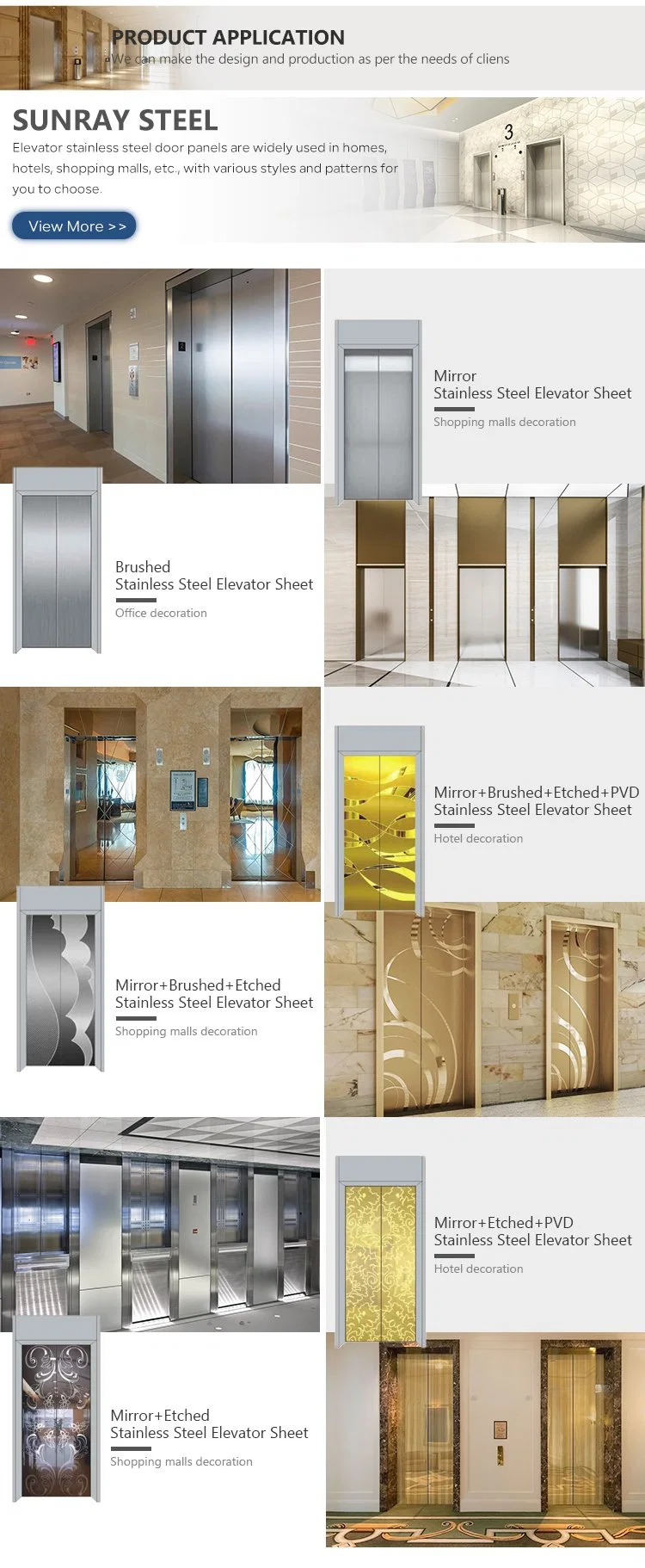 Color Etched Art Stainless Steel Panels for Elevator Cabin Decorative