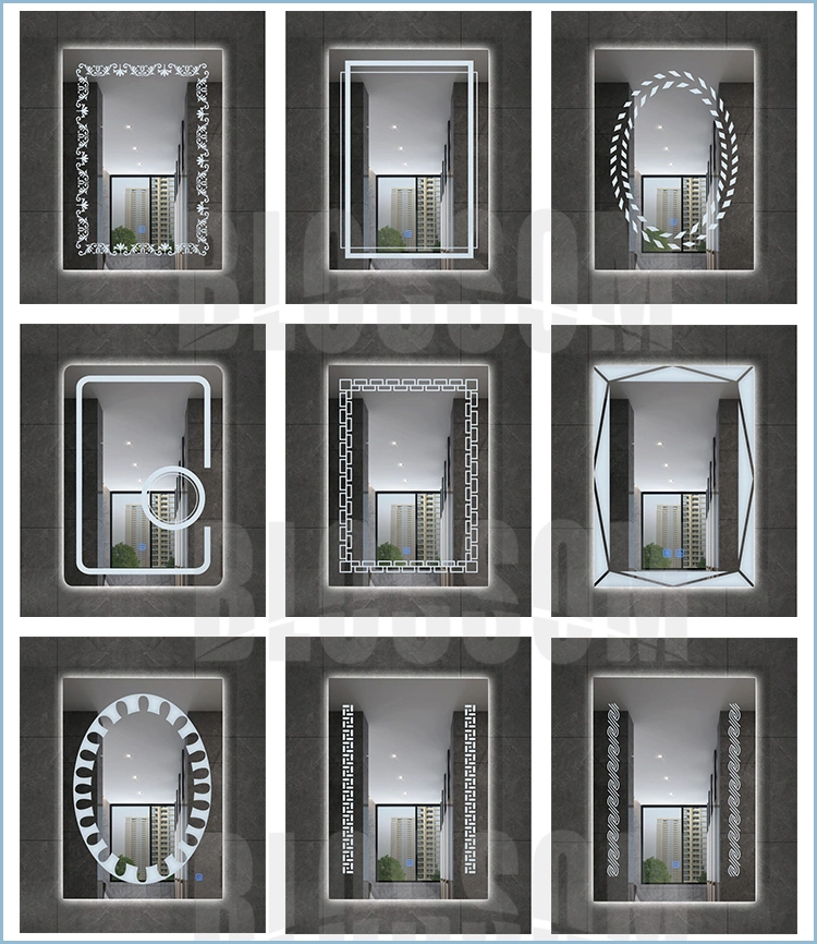 Hotel Bathroom Furniture Touch Screen Anti-Fog LED Backlit Light Smart Modern Wall Mirror