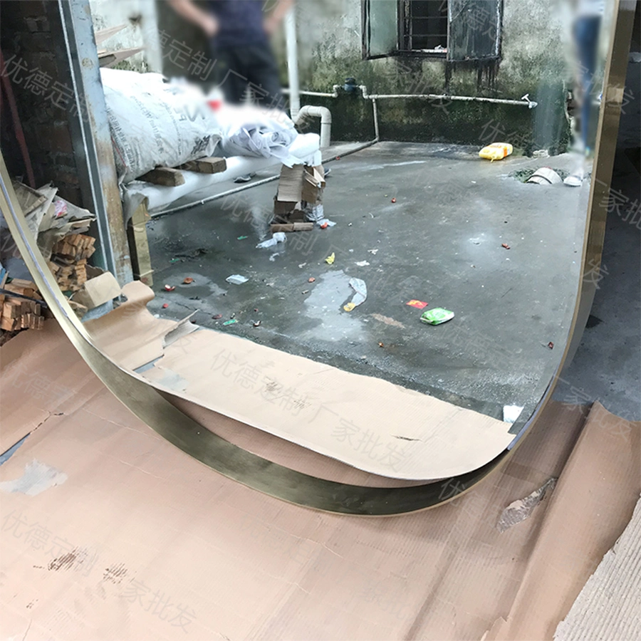 Bathroom Stainless Steel Frame Oval Glass Mirror Villa Bath Room Floor Mirrors