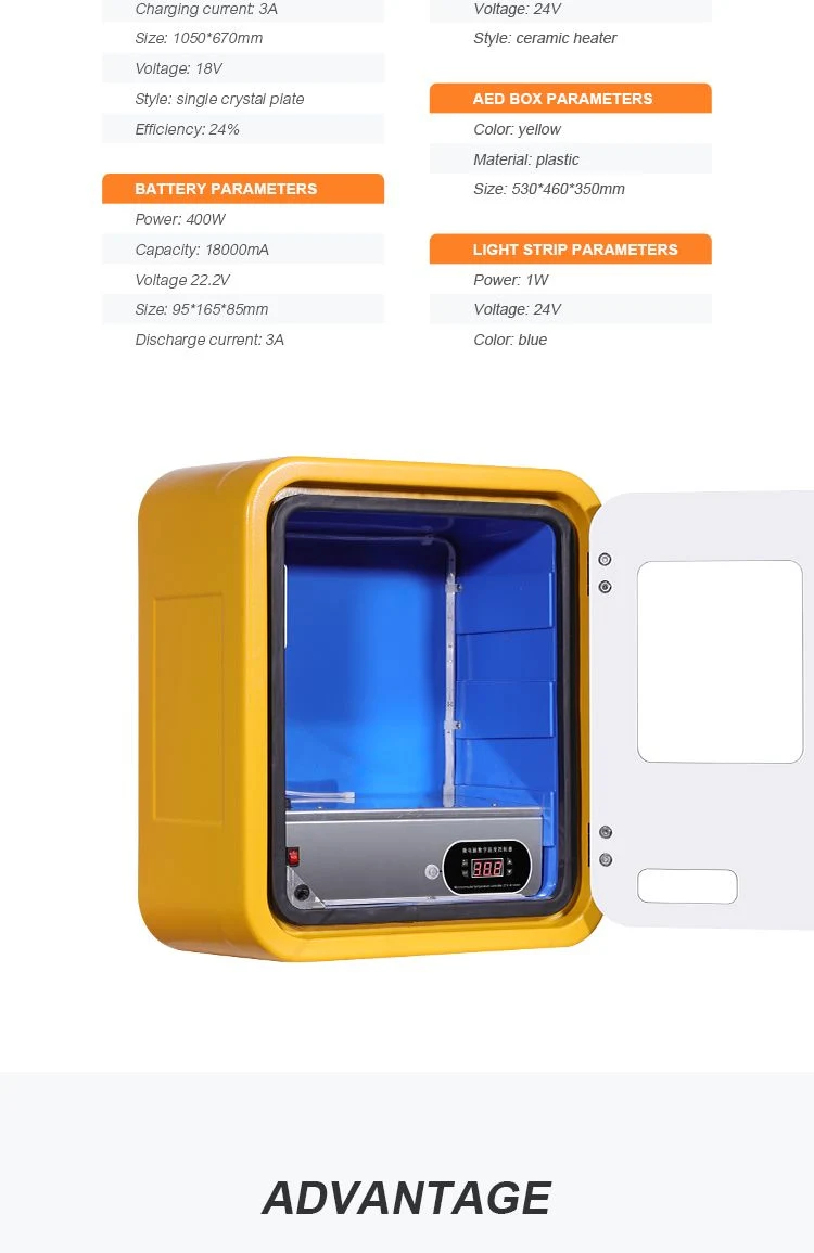 Wap M3p-Solar Defibrillator Wall Mounted Storage Box Plastic Aed Solar Heating Cabinet