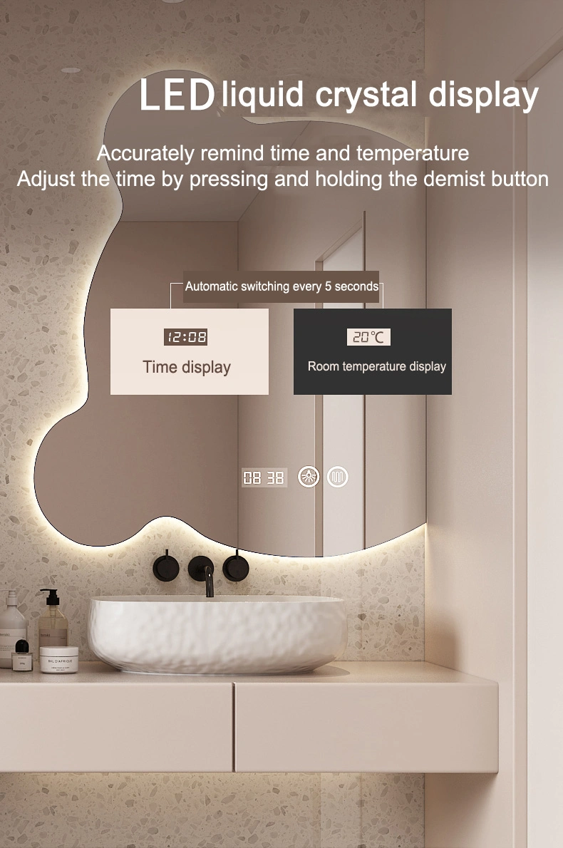 Hot Selling Cartoon Shaped Backlight Anti Fog Bath Wall Mirror Bathroom Intelligent LED Mirror Touch Screen