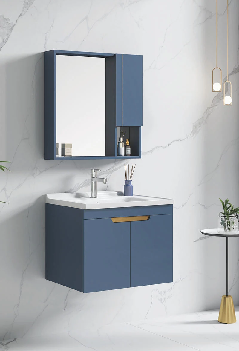 Small Size House Bath Vanity Aluminium Alloy Wash Basin Bathroom Mirror Cabinet