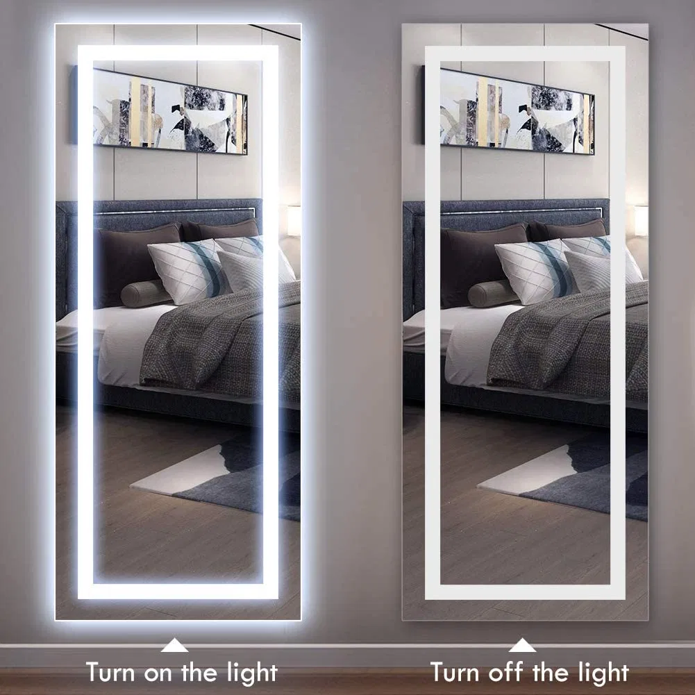 Waterproof Dimmable Lighting LED Wall Mirror Full Length Mirror Floor Mirror Dressing Mirror for Bathroom Bedroom Living Room with Smart Touch Button
