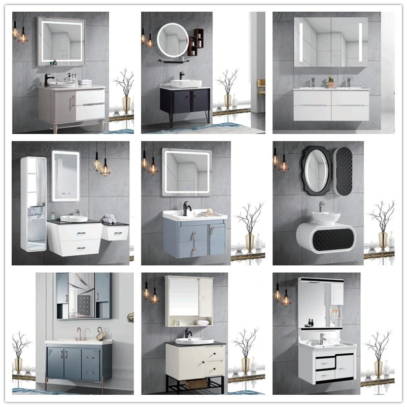 Floor Mounted Home Decoration Bathroom Cabinet PVC Mirror Furniture for Sanitary Ware Vanities