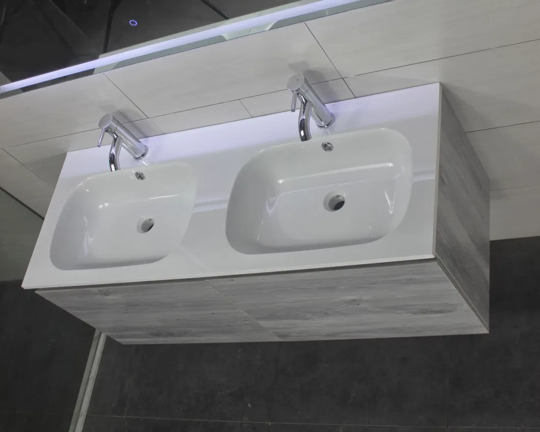Vanities Home Hot Sale New European Style New Melamine Color MDF Bathroom Vanity with LED Mirror and SMC Basin
