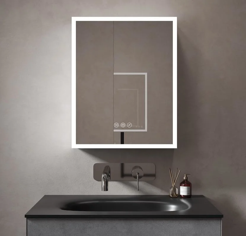 High Quality LED Easy to Maintenance Unique Design Wall Home Bathroom Vanity Furniture Mirror Medicine Cabinet with Touch Switch