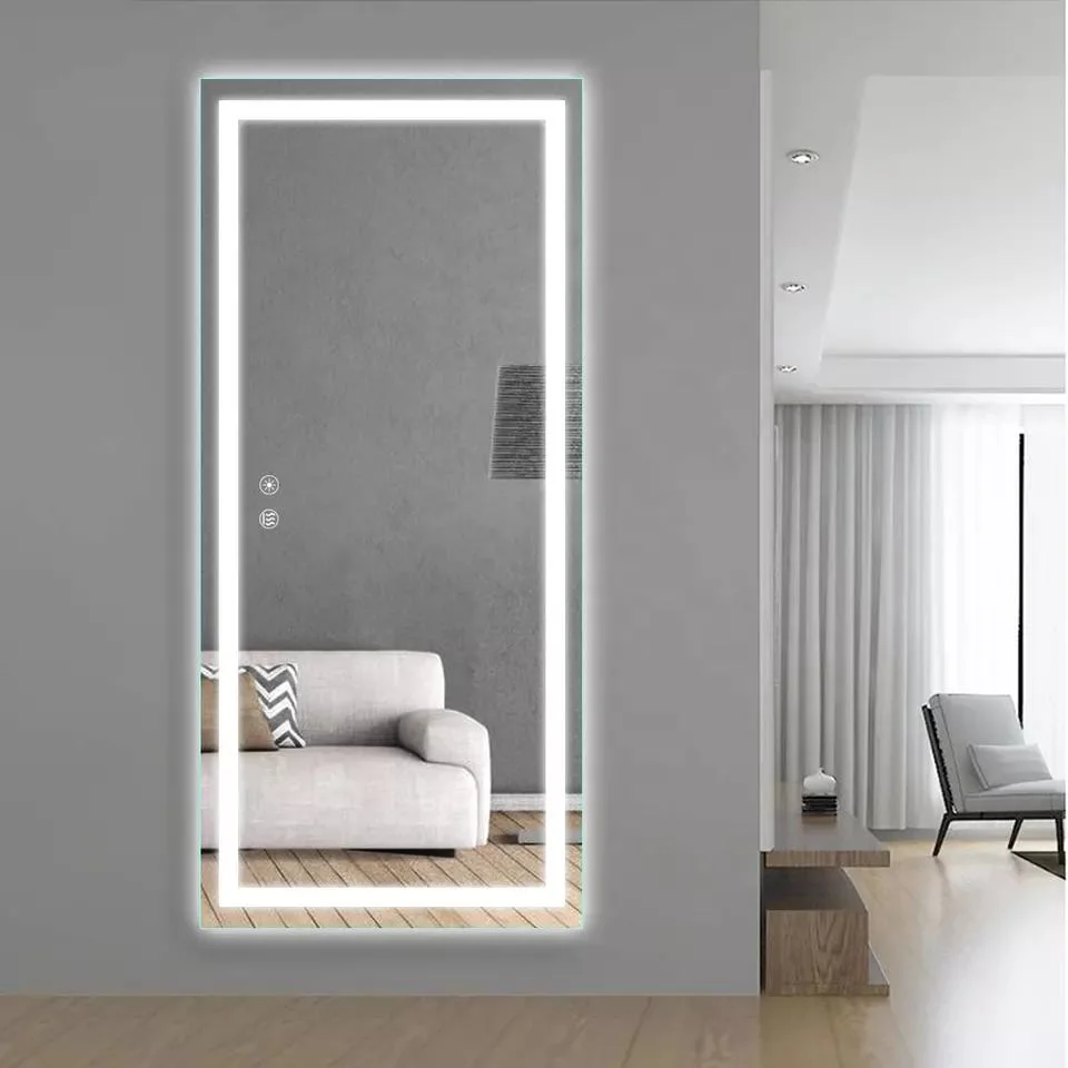 Hanging Illuminated Mirror Floor Shanding Large Tall Full Size Length Mirror with Lights