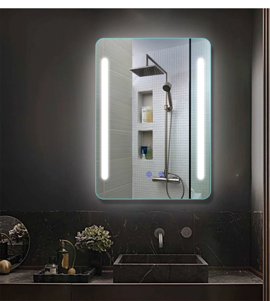 2022 Modern Large Round Frame Defogger Standing Arch Bathroom LED Mirror with Light