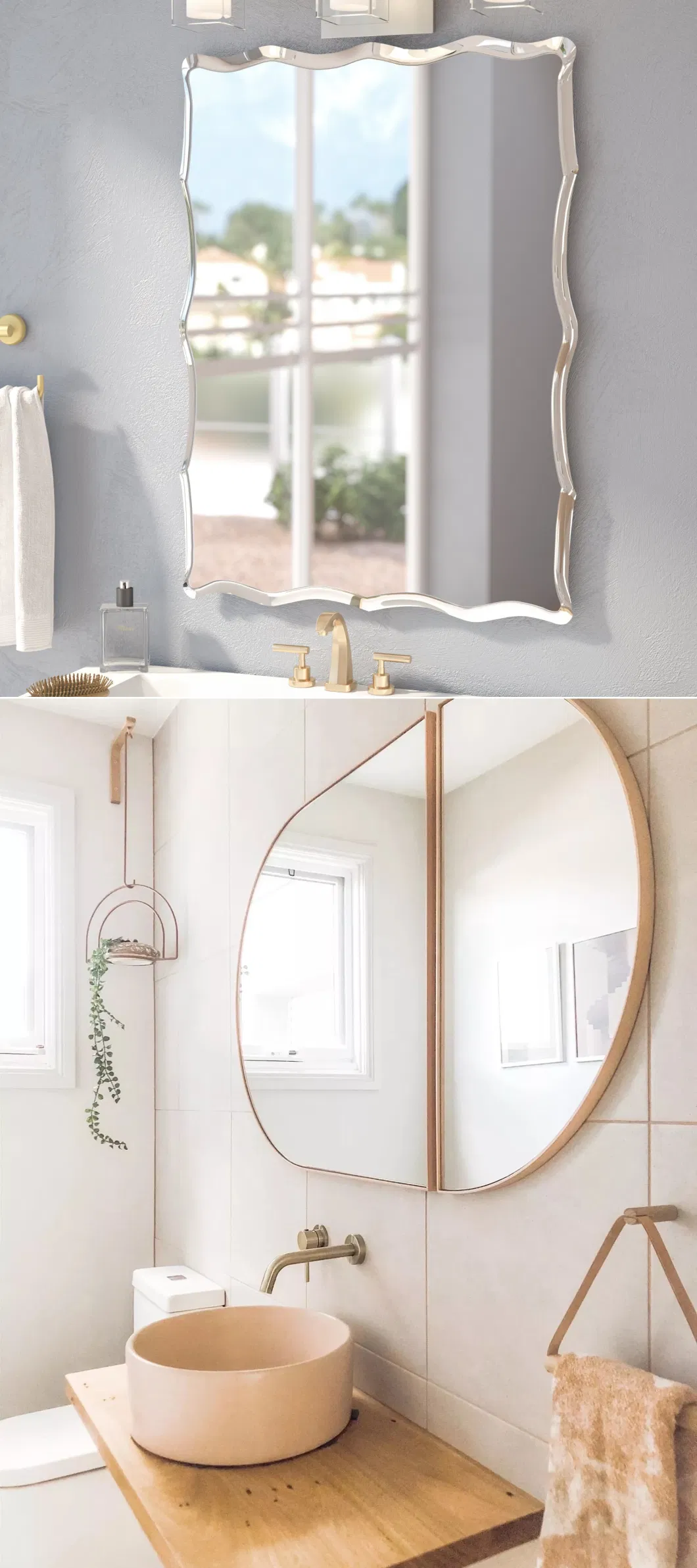 Ortonbath Classic Simple Design Rectangle Gold Framed Bath Home Smart Wall Mounted Non-LED Mirror Bathroom Designer Art Mirror