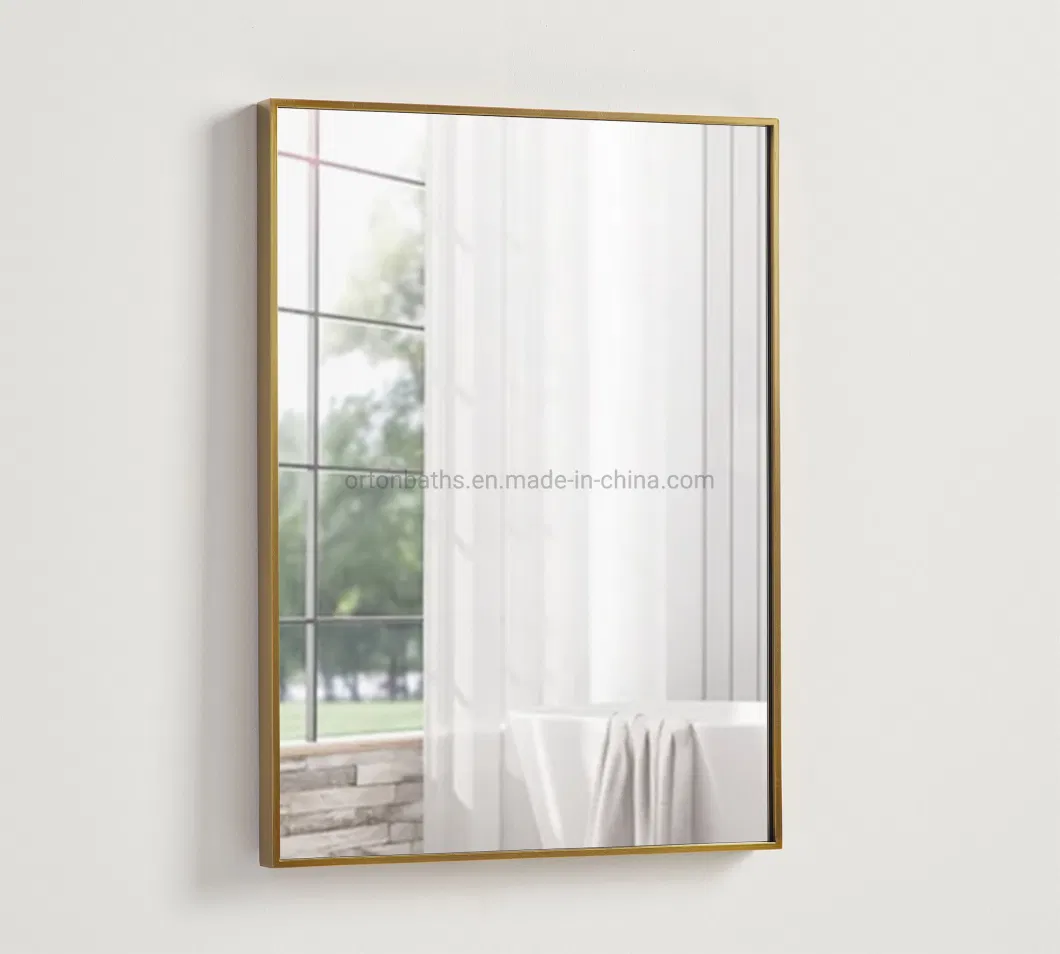 Ortonbat Modern Black/Gold/Silver Bathroom Mirror for Wall 24X36, Large Rounded Rectangular Mirror with Corner Deep Design, Vertical or Horizontal Hanging