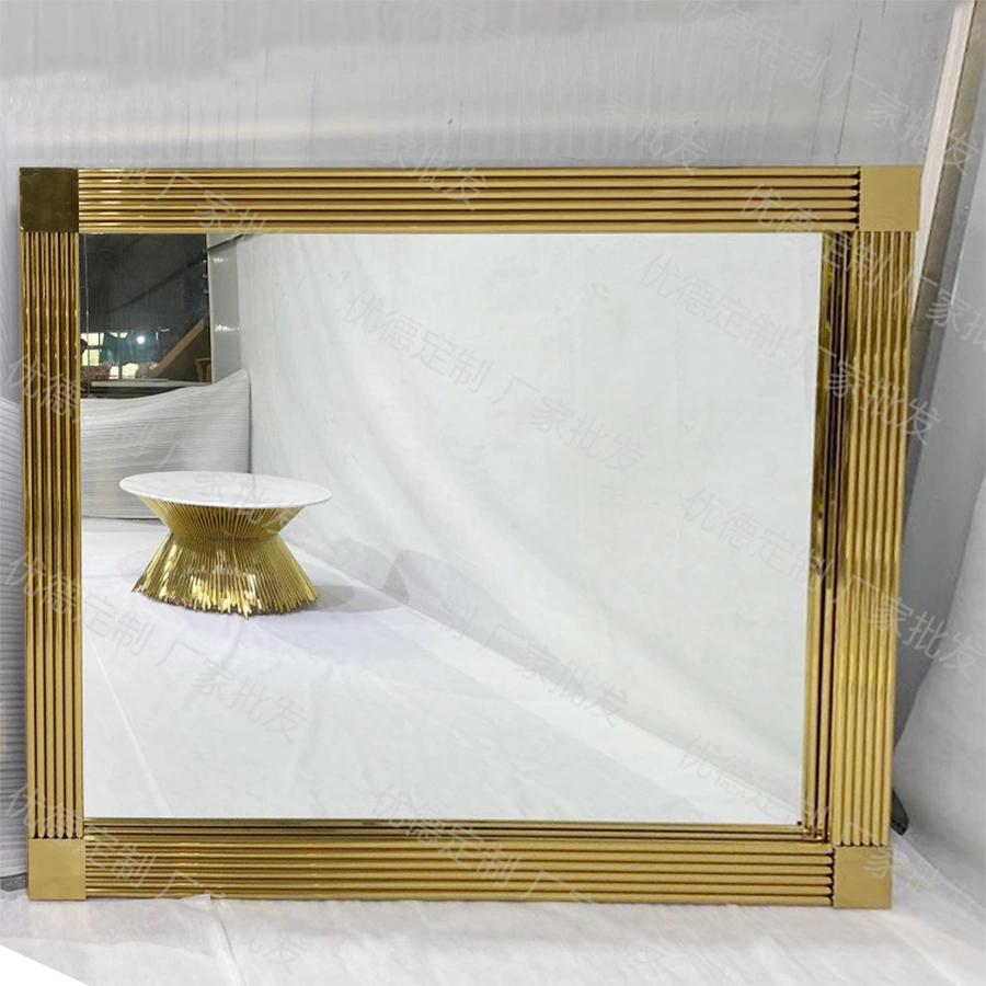 Designer Furniture Bathroom Stainless Steel Gold Frame Mirror