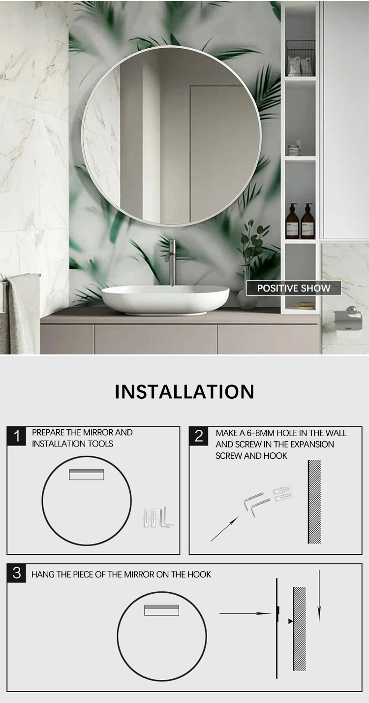 Matte Black Aluminium Frame Decorative Circle Mirror for Wall Modern Round Bathroom Mirror for Vanity
