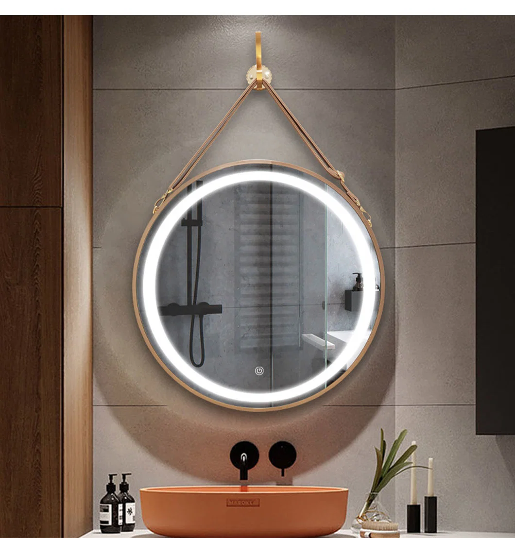 Smart Mirror Touch Screen Android Hotel Round Mirror with LED Lights Customize Multiple Functions Touch-Sensitive Screens