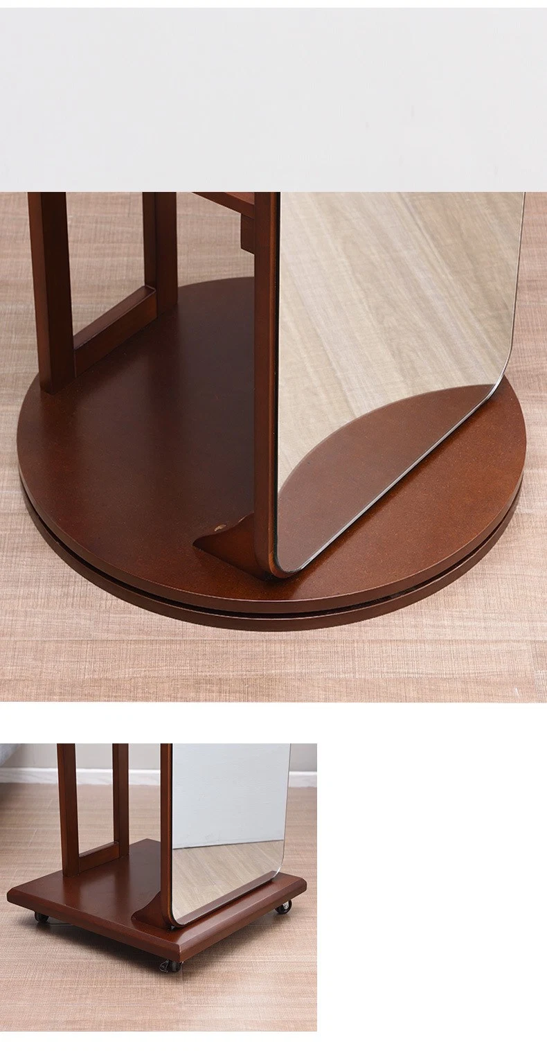 Full-Length Dressing Mirror Bedroom Rotating Floor Mirror Multi-Functional Solid Wood Coat Hanger Furniture