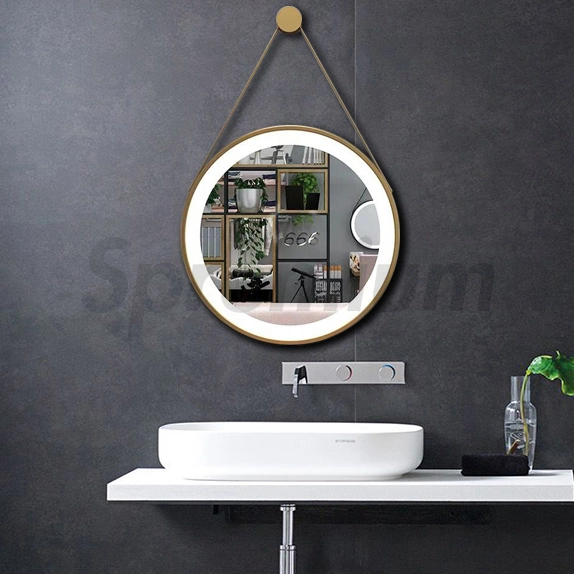 Europe Standard Wholesale Home Decoration Aluminum Frame Smart Round Mirror Front Surface LED Light Bathroom Glass Wall Belt Mirror