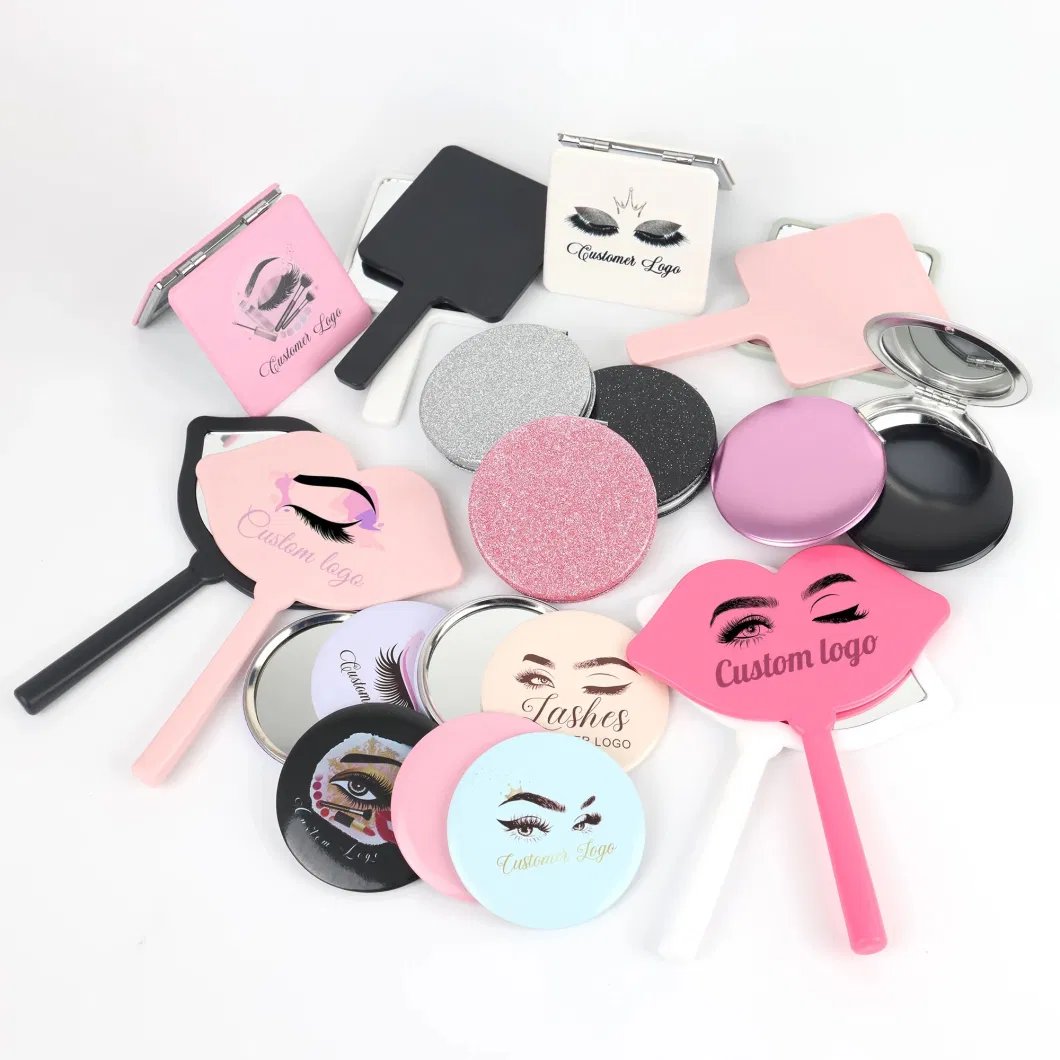 Square Extra Large Custom Make up Handle Hand Held Mirror White Color with Logo Big Handheld Mirror