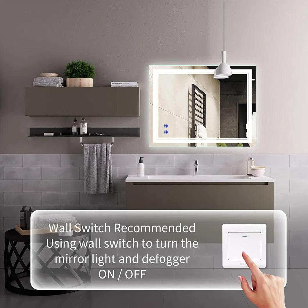 20 X 28 Inch LED Lighted Wall Mounted Bathroom Makeup Mirrors, Anti-Fog &amp; Dimmable Touch Switch Vanity Mirror, 6000K Adjustable White/Natural Daylight Lights (H