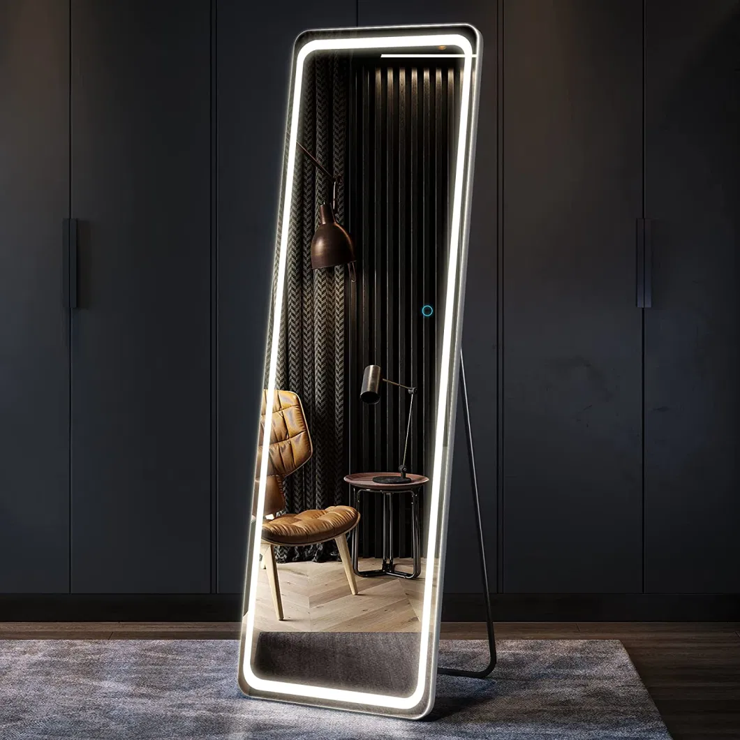 Full Length Mirror with LED Lights Free Standing Tall Mirror Lighted Floor Mirror Wall Mounted Hanging Mirror Full Body Mirror Dimming