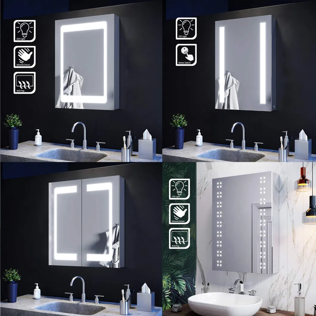 Sally Bathroom Storage Medicine Mirror Cabinet 17X23inch Waterproof LED Mirror