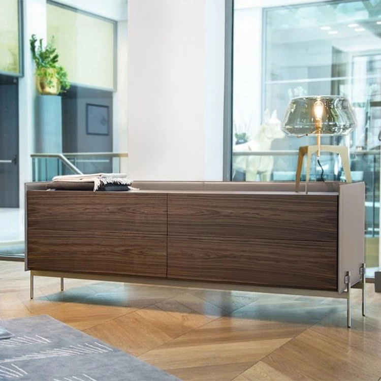 Luxury Design Furniture Walnut Sideboard Villa Hardcover Sideboard