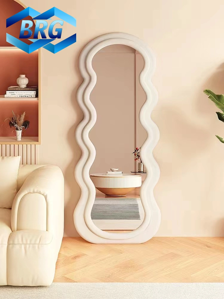 Wall Floor Wavy Mirrors Full Length Decor Shape Standing Arch Home Irregular Stand Decorative Body Modern Curved Large Mirror