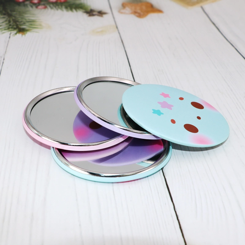 Custom Print Logo Cute Tinplate Pocket Round Mini Mirror for Makeup Small Vanity Mirror