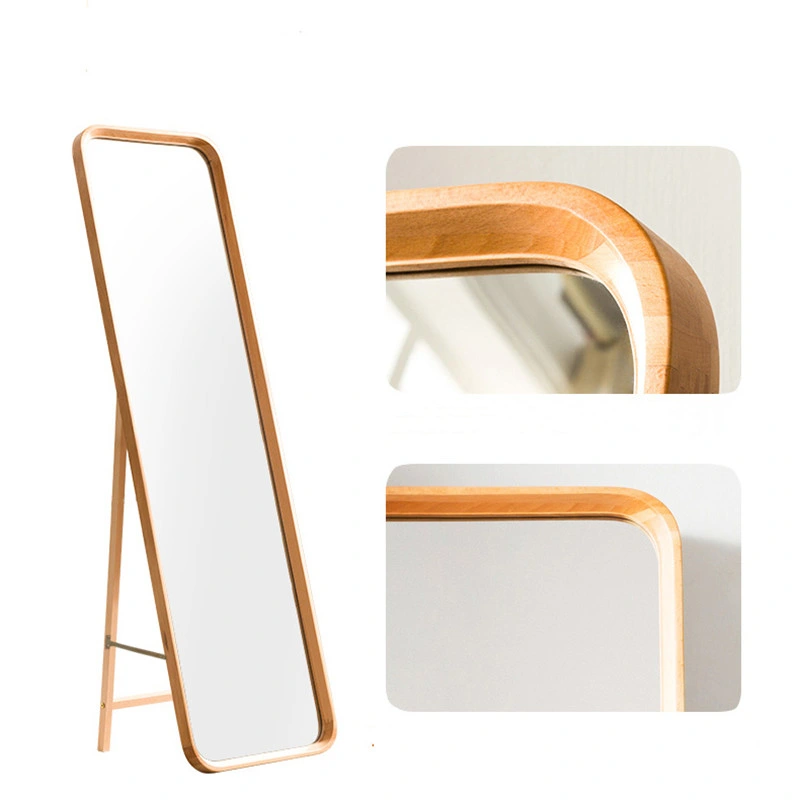 All Solid Wood Floor Dressing Home Modern Minimalist Small Apartment Fitting Whole Body Bedroom Bracket Mirror 0030