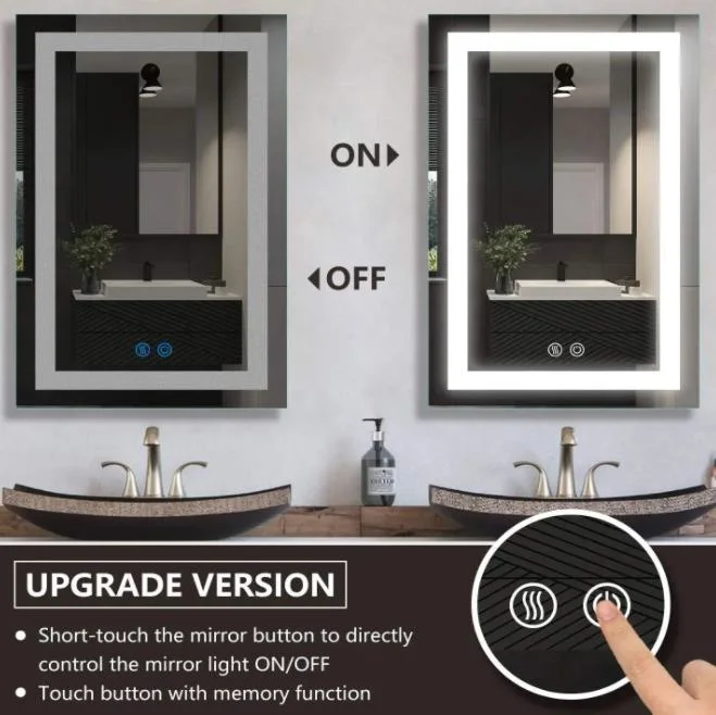 Modern Touch Screen Backlit LED Bath Mirrors Smart Antifog Wall Mirror