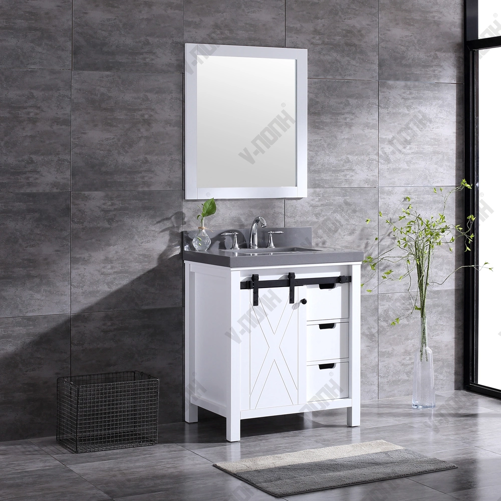 Classic Free Standing Wash Grey Finish Double Bathroom Cabinet