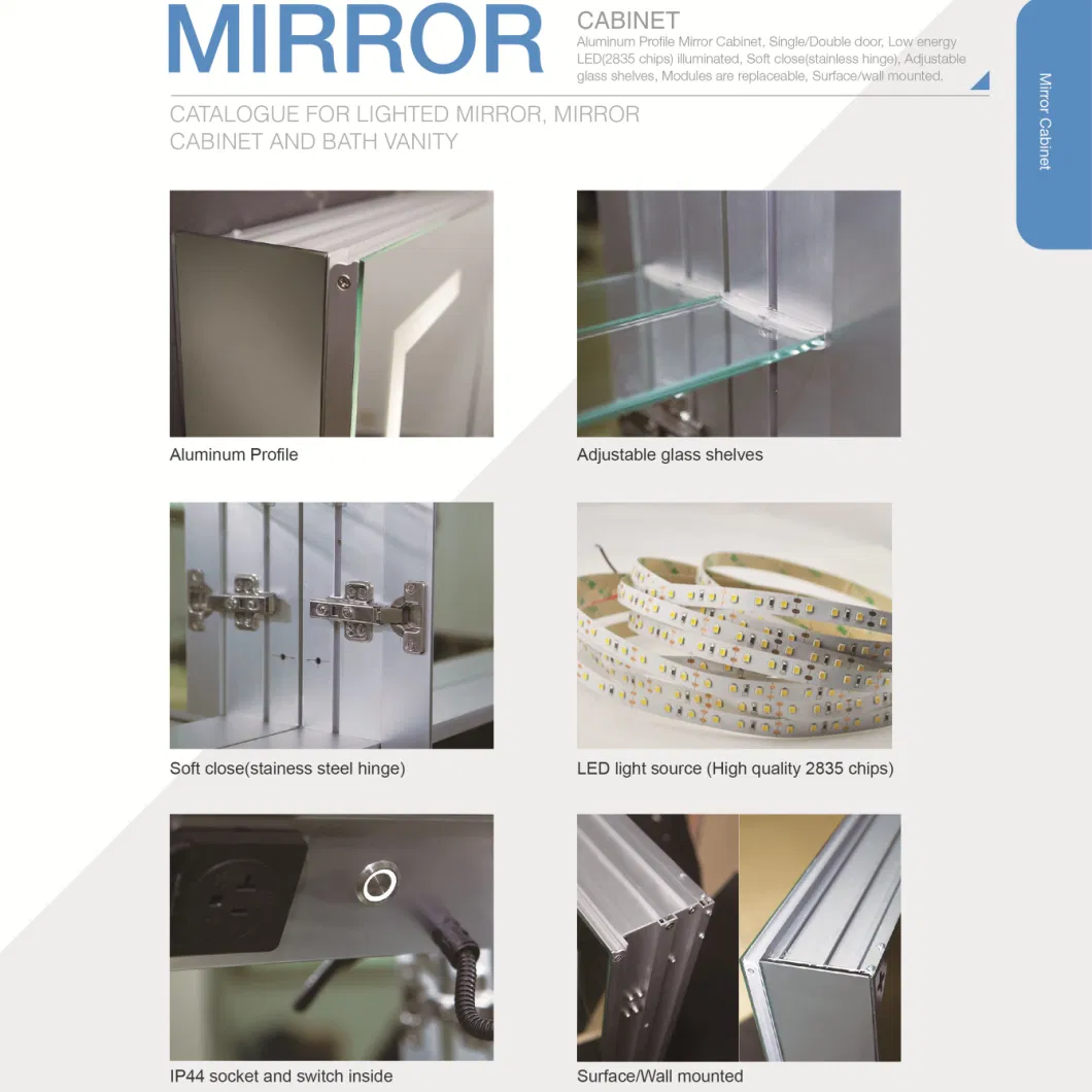 Jinghu China Factory Bathroom Wall Mirror Cabinet Multipurpose Storage Bathroom LED Mirror Medicine Cabinet