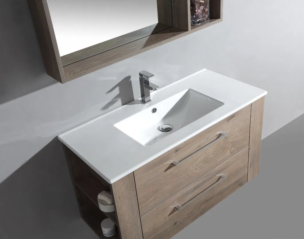 Wall Mount Storage Melamine Bathroom Vanity and Sink Cabinet with Mirror