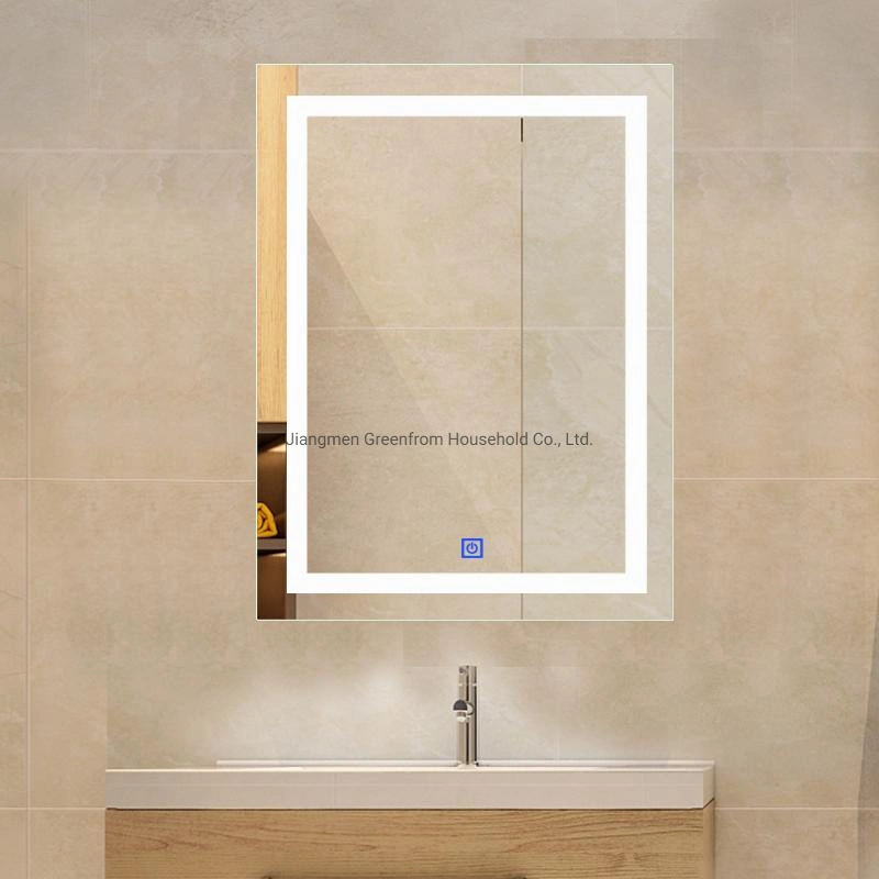 Square Bathroom LED Lighted Makeup Mirror with Anti-Fog Function