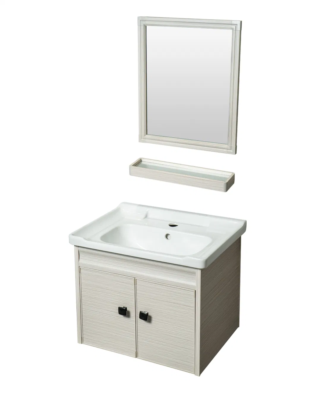 Light Wood Grain Color Contracted Floor Style Bathroom Cabinet with Mirror