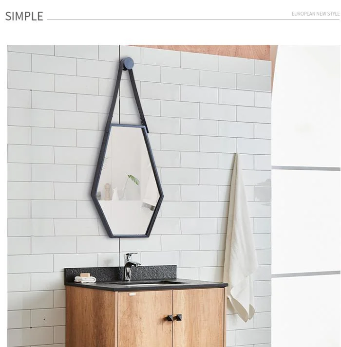 Irregular Shape Black Metal Frame Hanging Wall LED Smart Bathroom Mirror