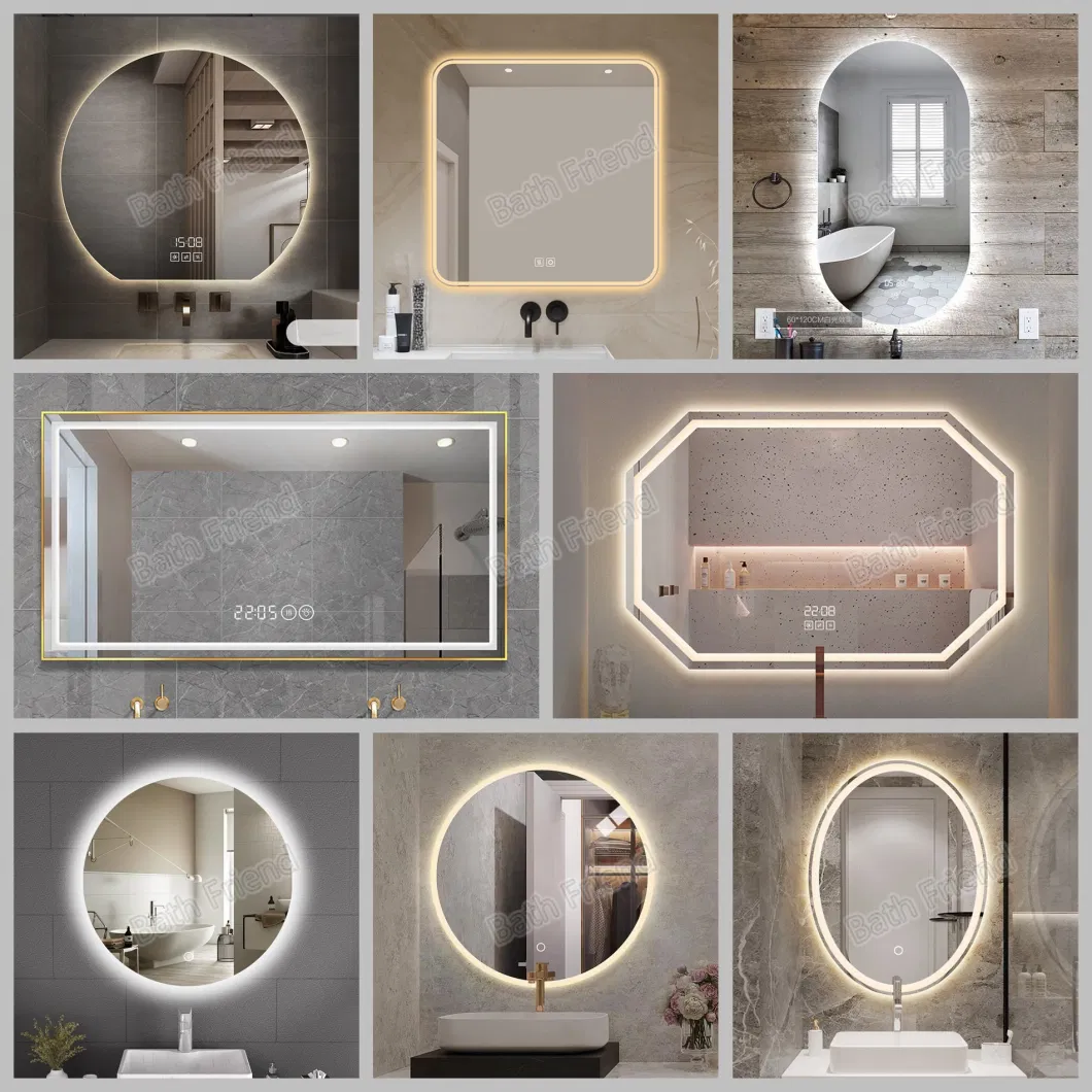 Factory Cheap Price Home Decor Modern Vanity Mirror with LED Lights 23 Inch Mirrored Furniture Smart Mirror Touch Screen Wall Mirrors
