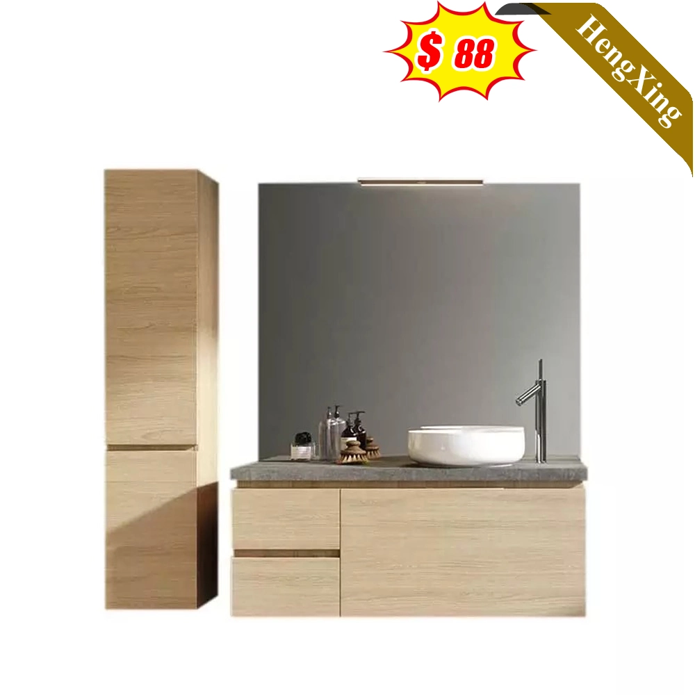 Popular Wooden Stylish Bathroom Set Metal Handle LED Mirror Bathroom Cabinet