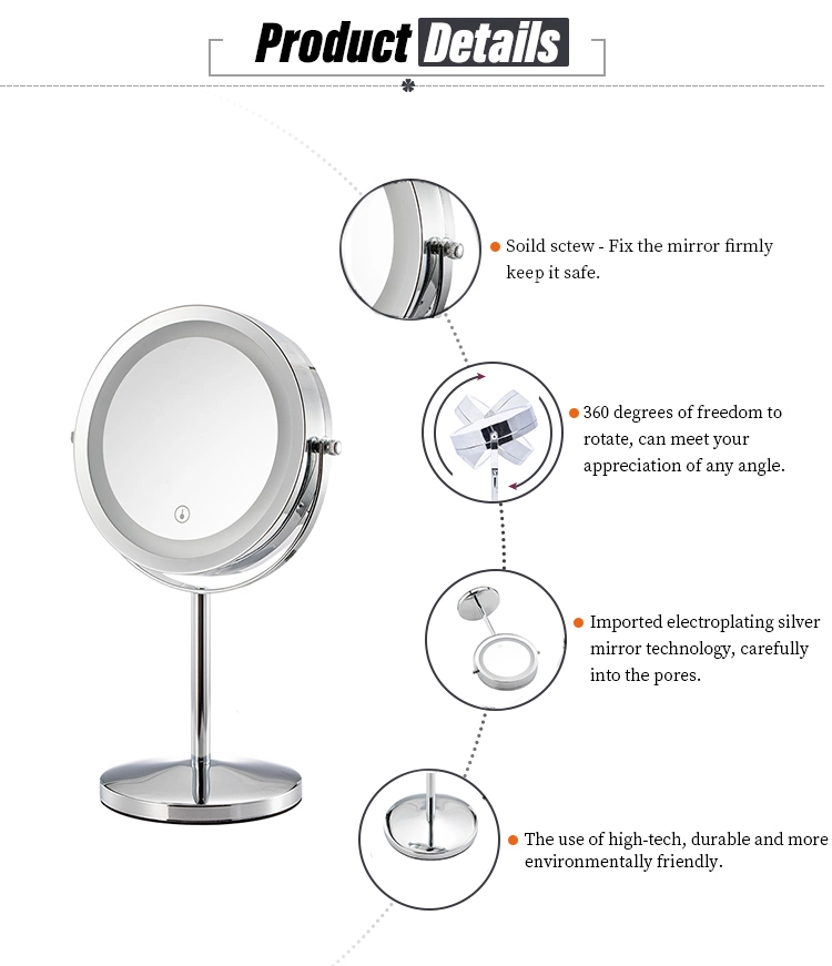 Glass Vanity Lighted Hollywood LED Desktop Makeup Mirror with Lights