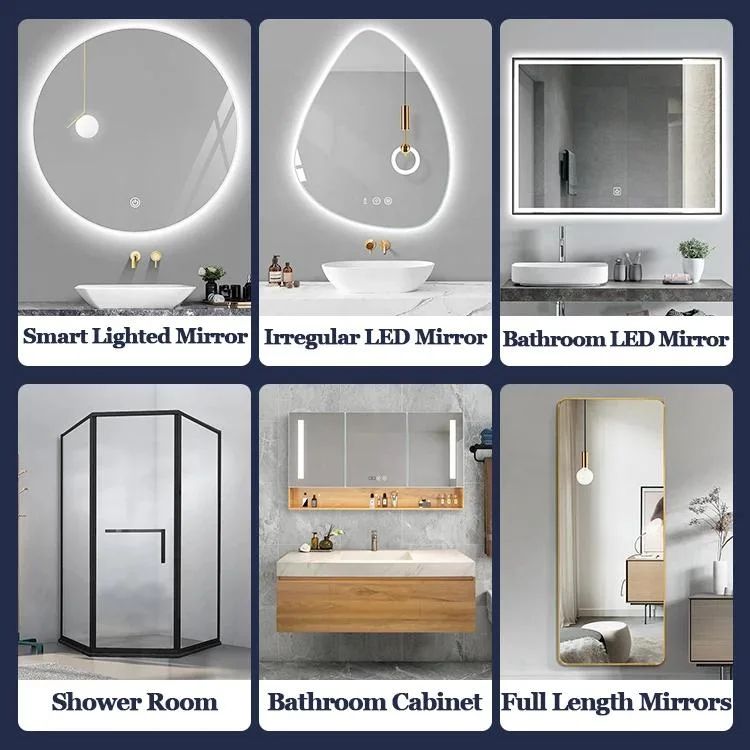 Defog Irregular Shape Wall Mounted Frameless Vanity Bathroom Mirror Backlit